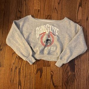off the shoulder ohio state buckeyes sweatshirt